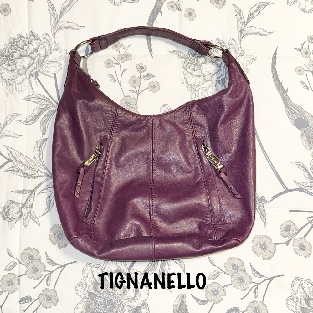 Tignanello Large Eggplant Purple Slouchy Hobo Bag
